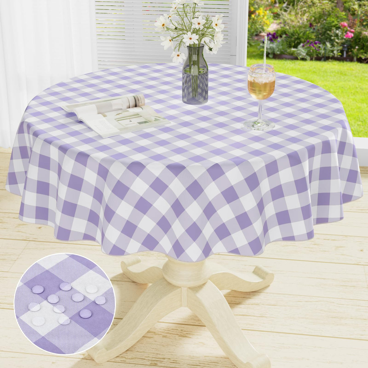 Rectangle Waterproof Vinyl Table Cloth, Buffalo Flannel Backed Tablecloth, Wipeable Plastic Table Cover for Dinner, Kitchen, Outdoor (60" x 84", Black and White)