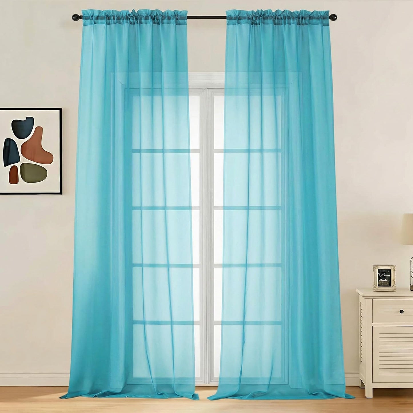 LIVEKID White Sheer Curtains 84 Inches Long 2 Panels - Light Filtering Breathable Voile Textured Sheer Curtains for Bedroom/Living Room, Rod Pocket Soft Elagant & Airy Solid Drapes, W42 x L84