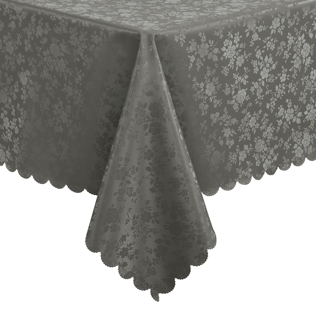 Smiry Rectangle Waterproof Heavy Duty Vinyl Tablecloths, 60 x 84 Inch | Wipeable Washable Floral Embossed Table Cover for Kitchen and Dining Room, Indoor & Outdoor Use, Beige