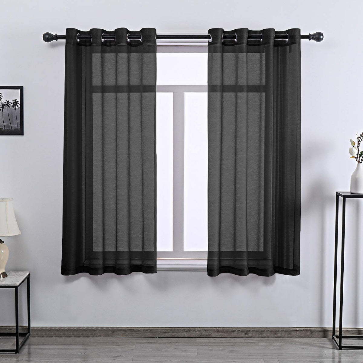 108 Inch Extra Length Sheer Curtains for Bedroom - Grommet Top Solid Luxury Soft Gauze Voile Window Panels for Patio(52 W x 108 L,Taupe,2 Pieces)
