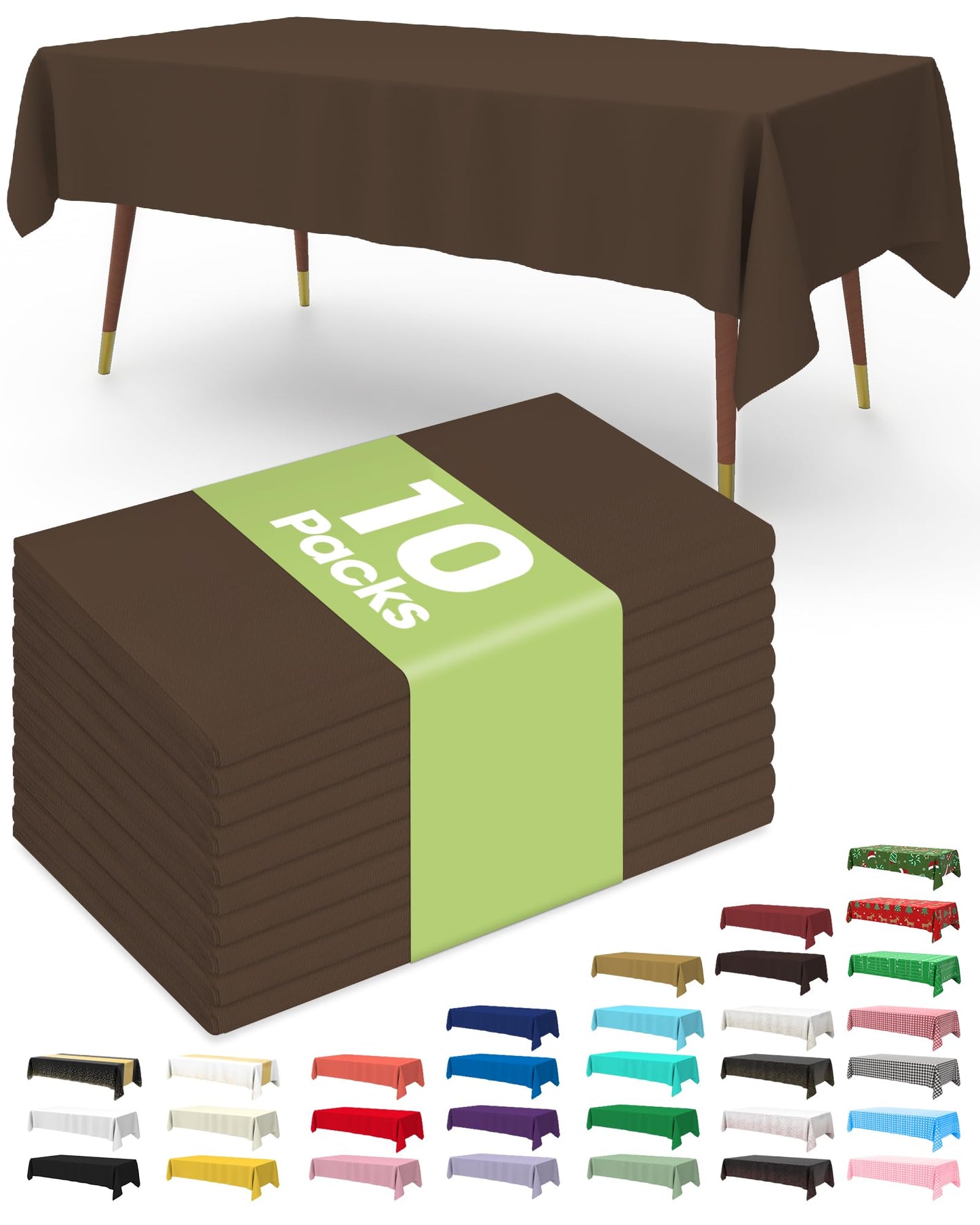 Pureegg Plastic Table Cloth 10 Pack, 54 x 108 Inch Disposable Table Cloths for Party, Picnic and Wedding, Rectangle, White | Picnic, Wedding, Party Supplies, Leakproof & Sturdy, Tablecloth, Table Cover