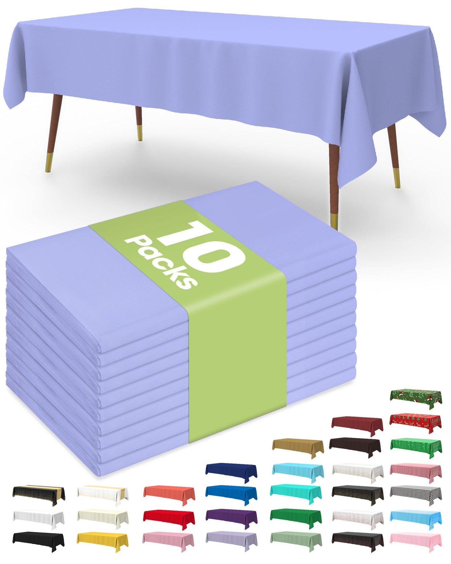 Pureegg Plastic Table Cloth 10 Pack, 54 x 108 Inch Disposable Table Cloths for Party, Picnic and Wedding, Rectangle, White | Picnic, Wedding, Party Supplies, Leakproof & Sturdy, Tablecloth, Table Cover