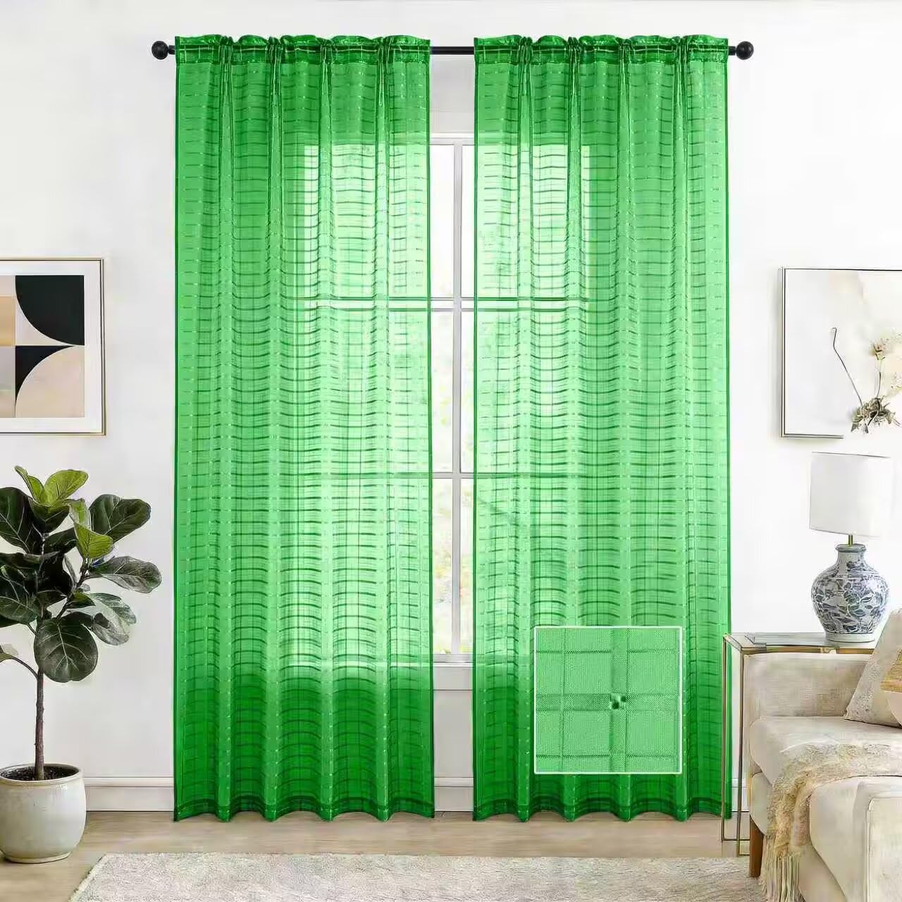 SpaceDresser Basic Rod Pocket Sheer Voile Window Curtain Panels White 1 Pair 2 Panels 52 Width 84 Inch Long for Kitchen Bedroom Children Living Room Yard(White,52 W x 84 L)