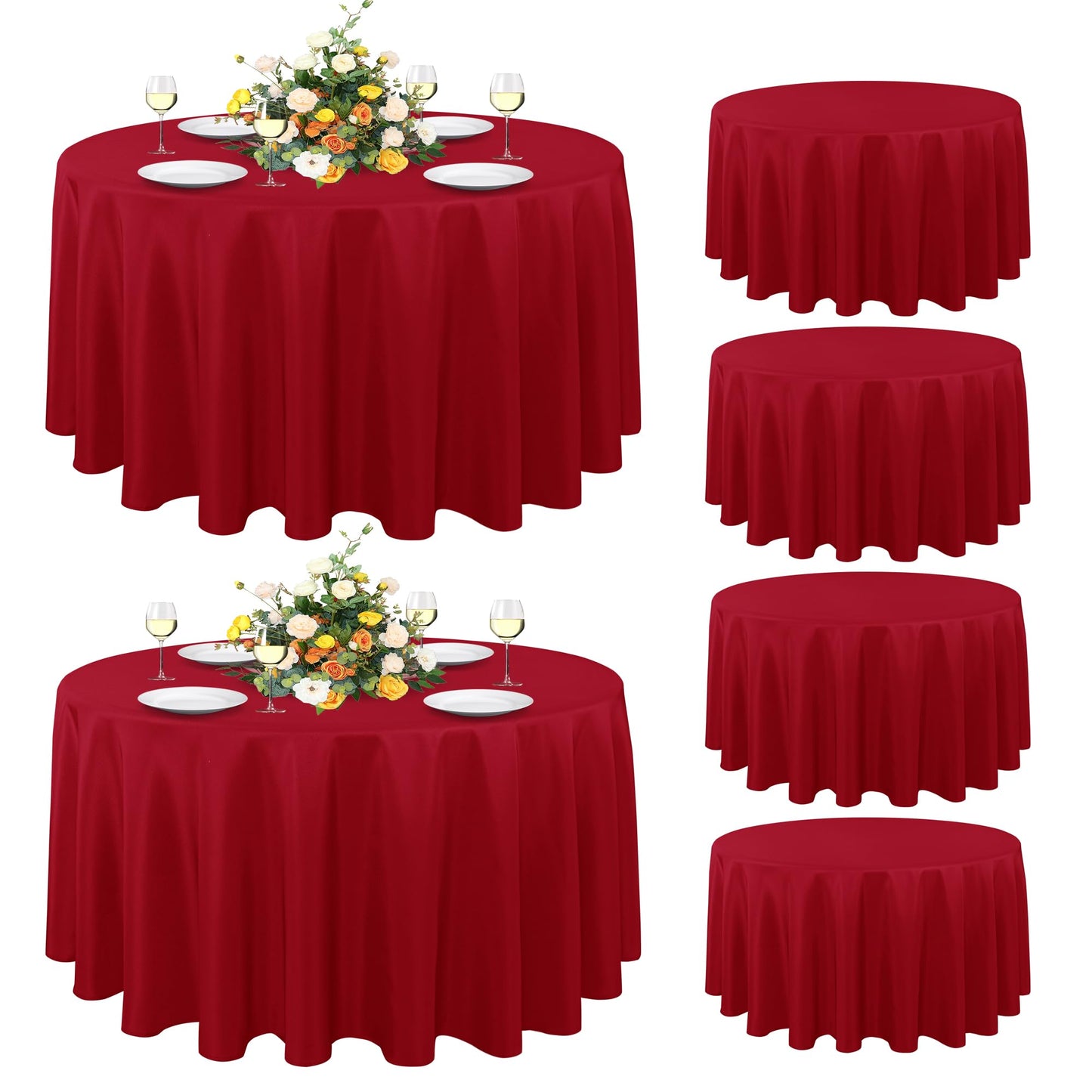 sancua White Round Tablecloth 60 Inch Diameter for 20-48 Inch Tables | Water Resistant Spill Proof, Washable Polyester Cloth Decorative Fabric Cover, For Dining, Buffet Parties and Camping