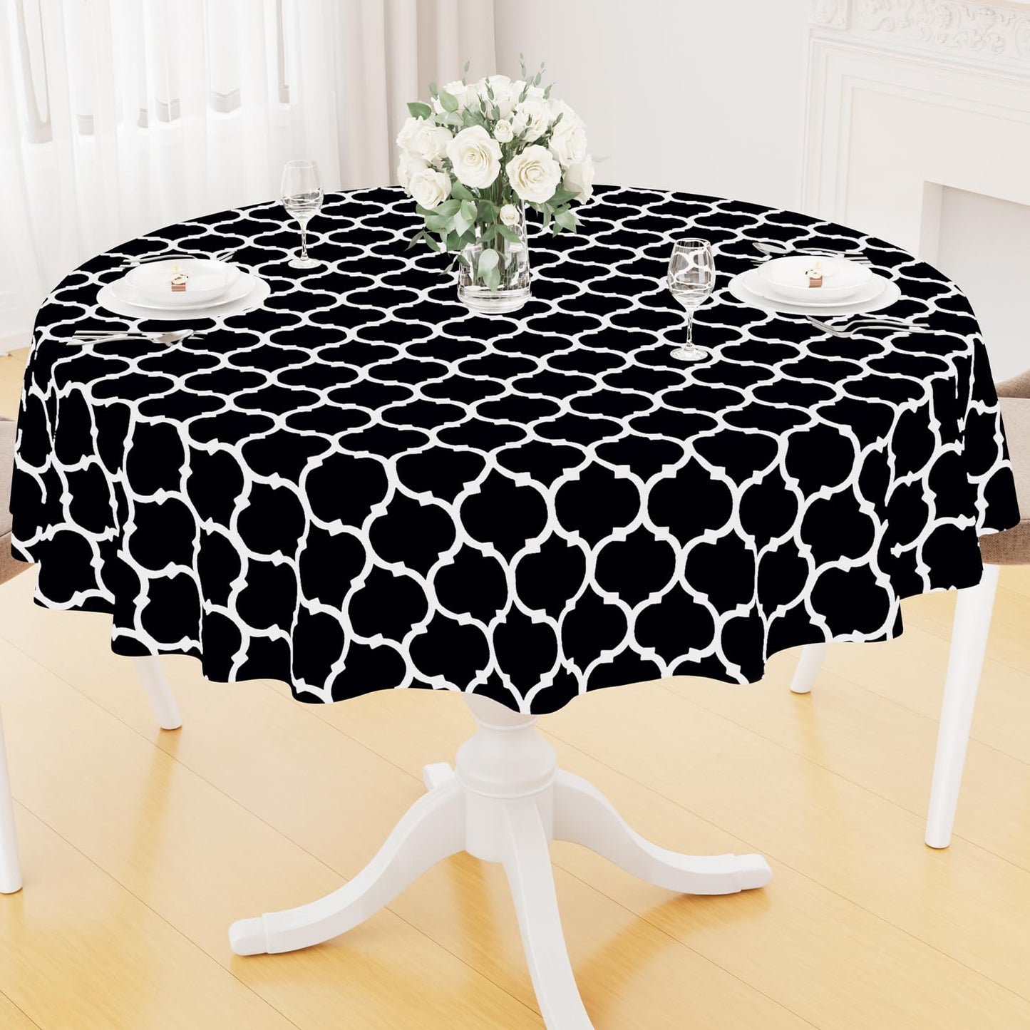 Smiry Rectangle Table Cloth, Flannel Backed Vinyl Tablecloth, 60"x84" | Waterproof Plastic Tablecloths, Wipeable Table Cover for Dining, Indoor and Outdoor (Grey)