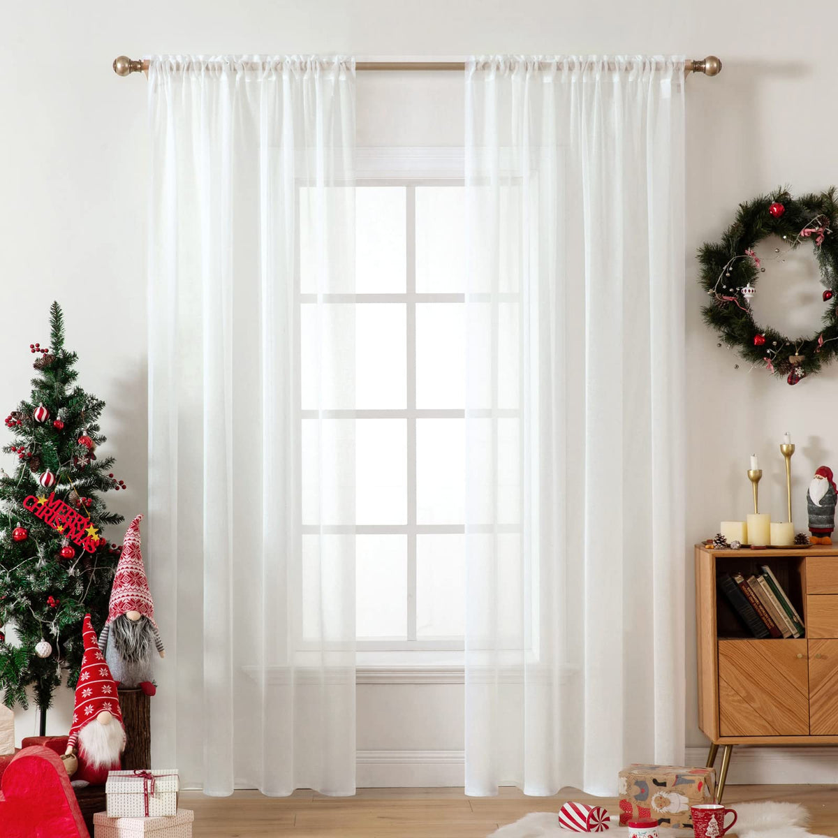 MIULEE 2 Panels White Sheer Curtains for Living Room 54 X 84 Inches | Window, Solid Color, Elegant Window Voile Panels, Bedroom, Living Room, Drapes, Treatment