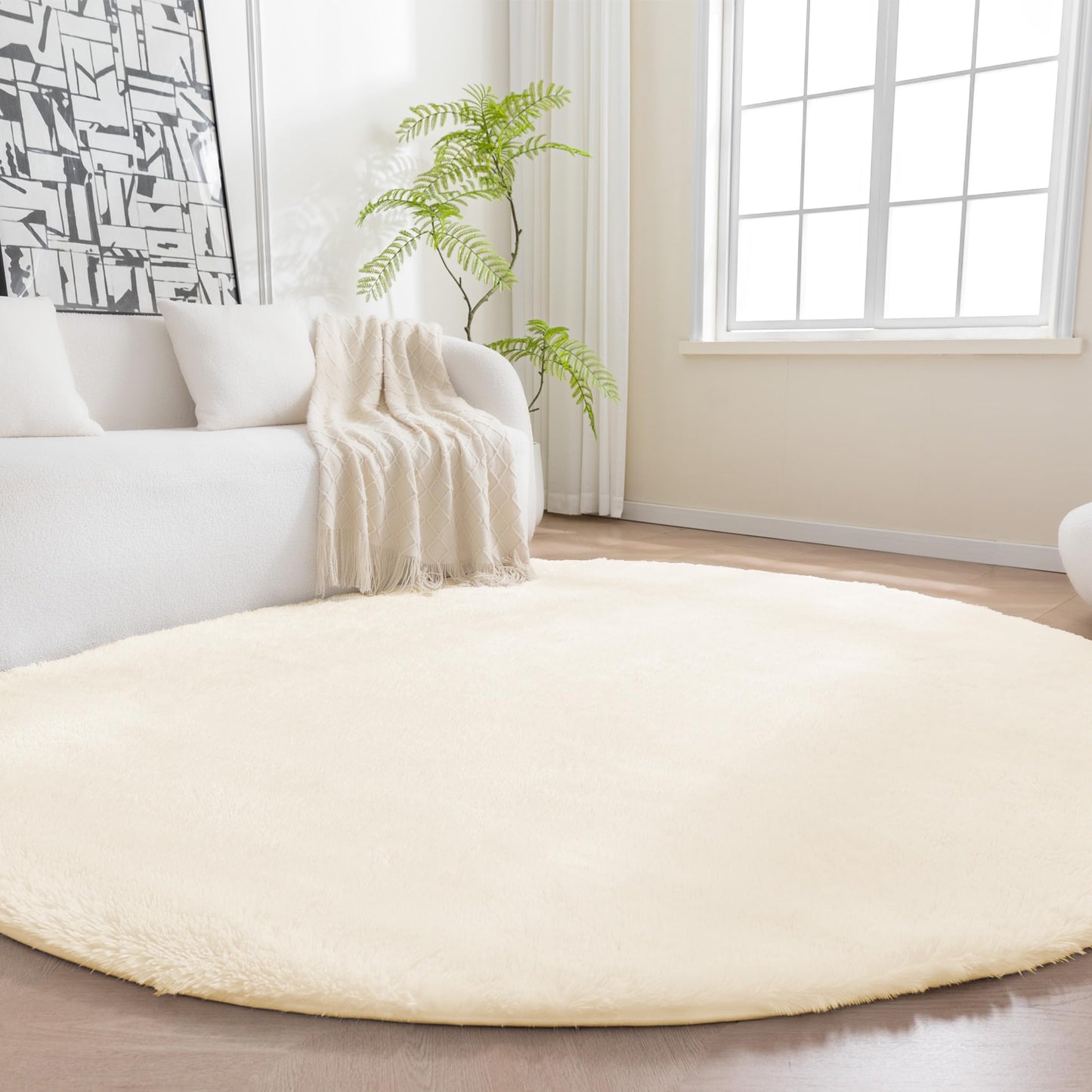 Amazon Basics Fluffy Washable Area Rug, Shaggy Carpet for Living Room, Bedroom, 4' W × 6' L, Pink