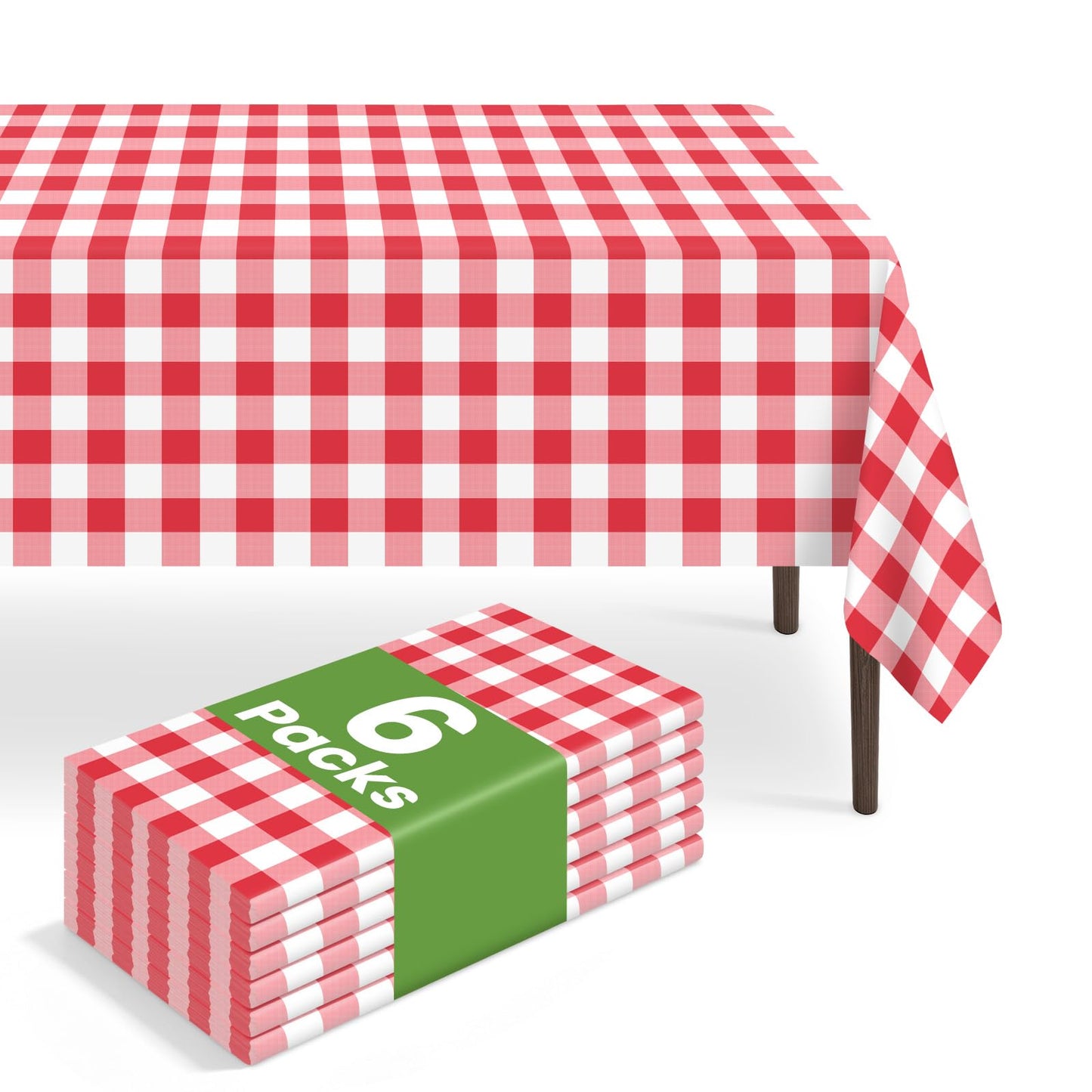 6 Pack Blue and White Checkered Tablecloth, Blue Plastic Table Cloths for Parties Disposable, 54 x 108 inch Waterproof Blue Gingham Camping Tablecloth for Birthday, Party, Picnic
