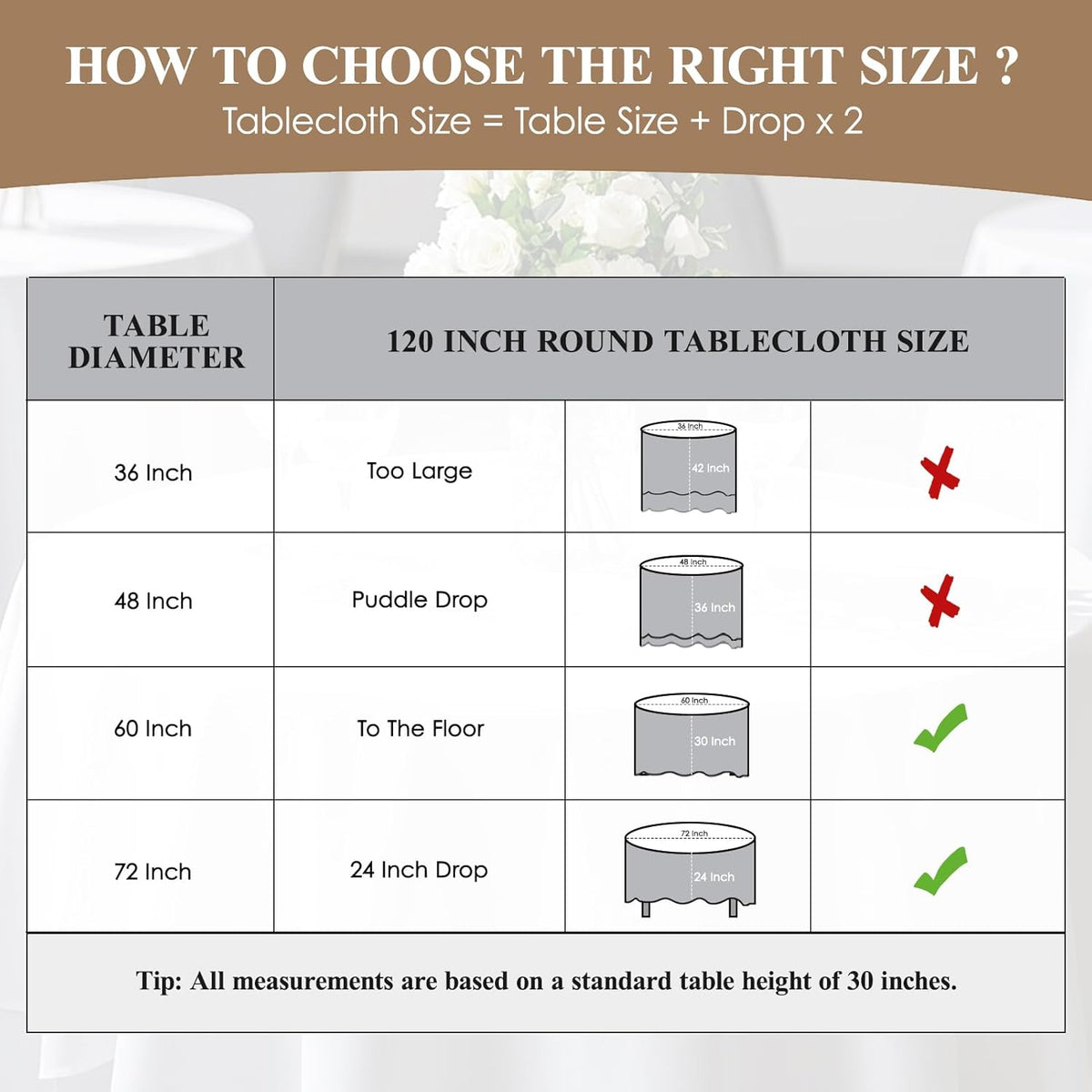 8 Pack Ivory Round Tablecloths 120 Inch for Dining Tables | Washable Decorative Linen Polyester Table Cover for Banquets Buffets Parties and Weddings