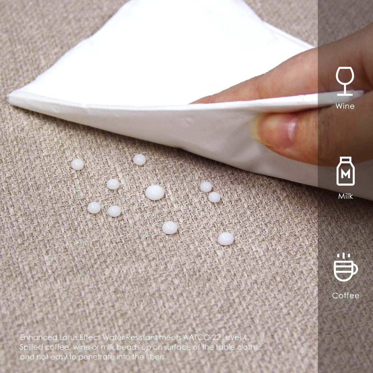 BALCONY & FALCON Rectangle Table Cloth Waterproof Beige 156"x90" | Rectangular Washable Wrinkle Resistant Table Cloth Linen Fabric Tablecloths for Dining Party Kitchen Wedding and Outdoor Use