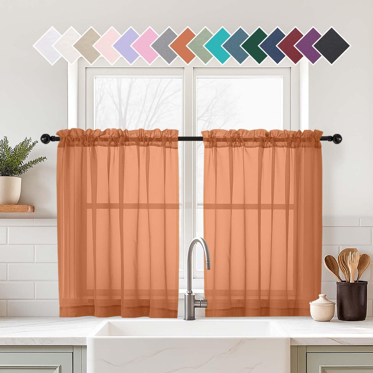 Purple Window Sheer Curtains 54 inch Length, Soft Airy Light Filtering Sheer Curtain 2 Panels Set, Dual Rod Pocket Gauze Purple Drapes for Living Room Bedroom, 2x42Wx54L Inches
