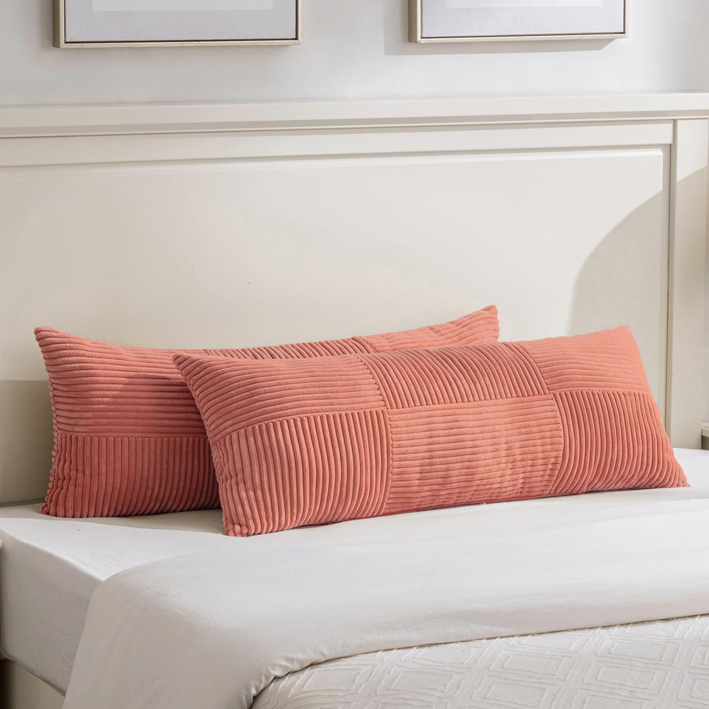 Fancy Homi 2 Packs Rust Boho Decorative Throw Pillow Covers 18x18 Inch for Couch Bed Sofa, Farmhouse Fall Home Decor, Soft Corss Corduroy Patchwork Textured Terracotta Accent Cushion Case 45x45 cm