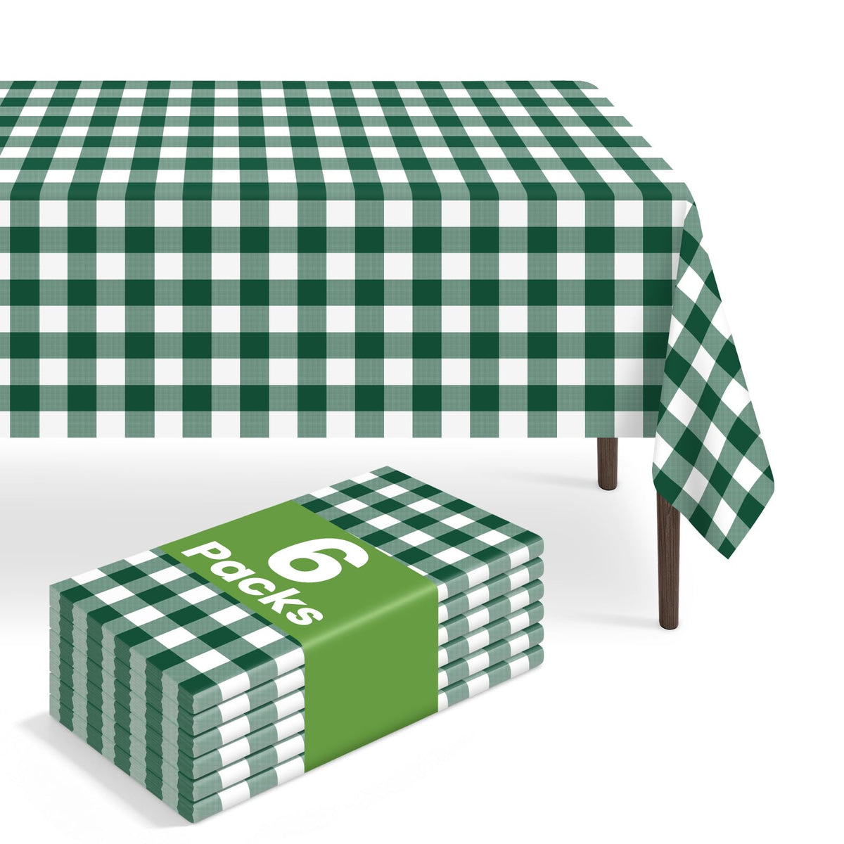 6 Pack Blue and White Checkered Tablecloth, Blue Plastic Table Cloths for Parties Disposable, 54 x 108 inch Waterproof Blue Gingham Camping Tablecloth for Birthday, Party, Picnic