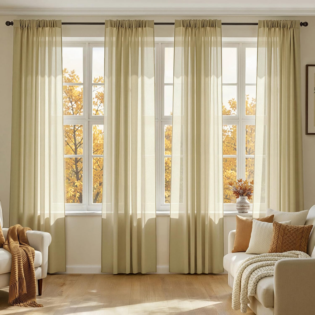 MIULEE Black Sheer Curtains 84 Inches Long 4 Panels 42 x 84 Inches | Light Filtering, Rod Pocket, Voile Drapes, Living Room, Bedroom, Window Treatments