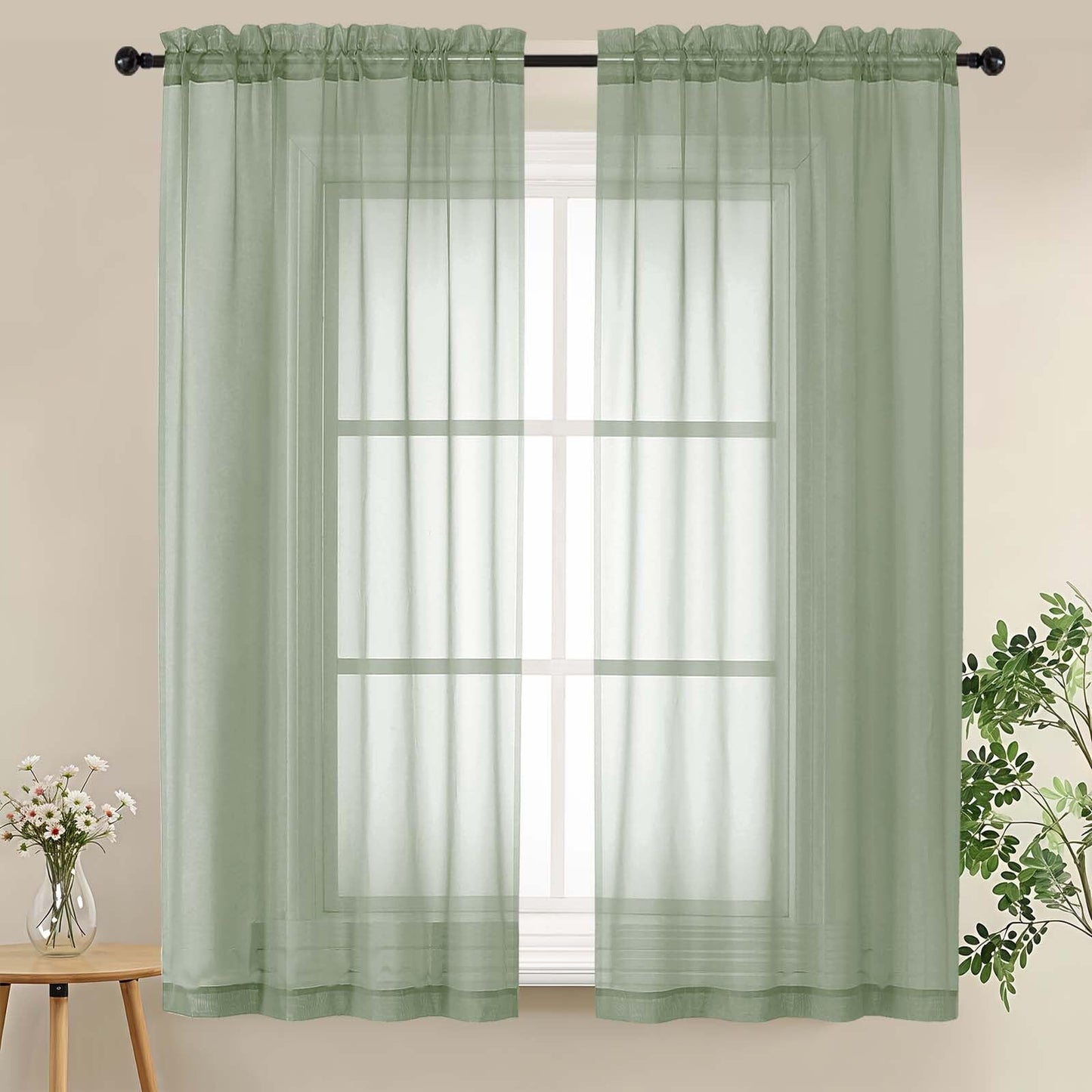 LIVEKID White Sheer Curtains 84 Inches Long 2 Panels - Light Filtering Breathable Voile Textured Sheer Curtains for Bedroom/Living Room, Rod Pocket Soft Elagant & Airy Solid Drapes, W42 x L84