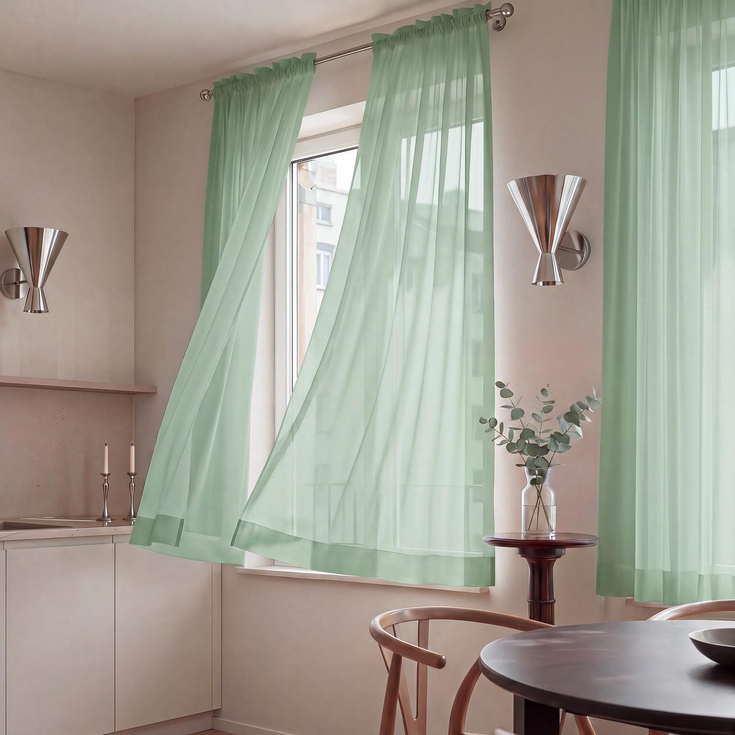NICETOWN White Sheer 96 inches Long Curtains for Living Room, Rod Pocket Lightweight Drapes Voile Sheer Air & Breathable Window Treatments for Bedroom, W42 x L96, 2 Panels