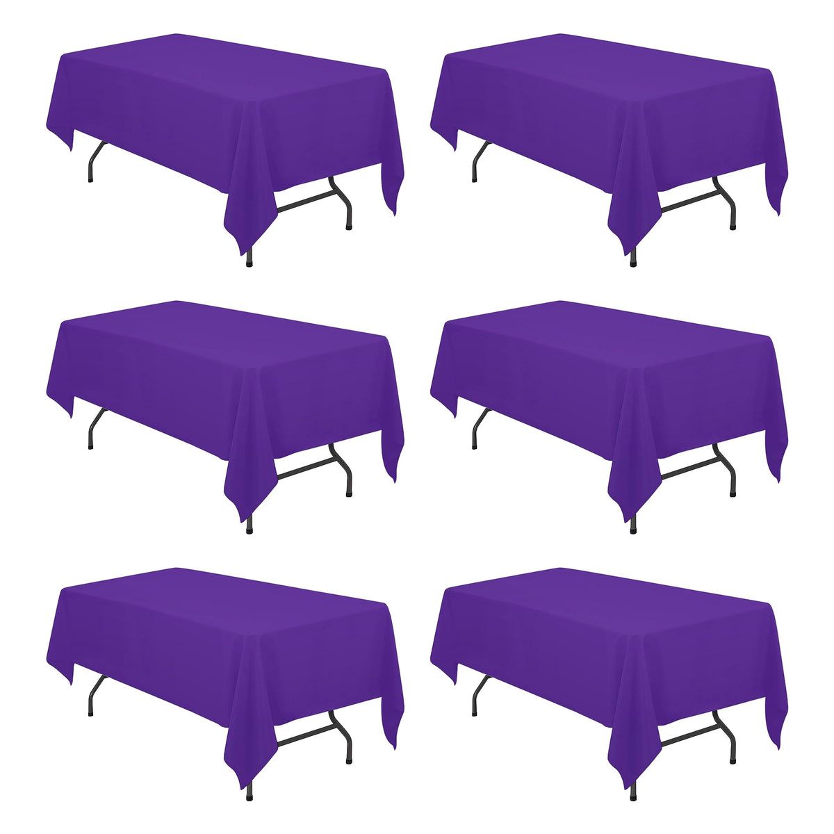 BRILLMAX 6 Pack Ivory Tablecloths 90x132 Inch for 6ft Rectangle Tables | 150 GSM Polyester Fabric, Floor Length Drop, Water, Stain & Wrinkle Resistant Cloth Cover for Wedding Reception Banquet Party