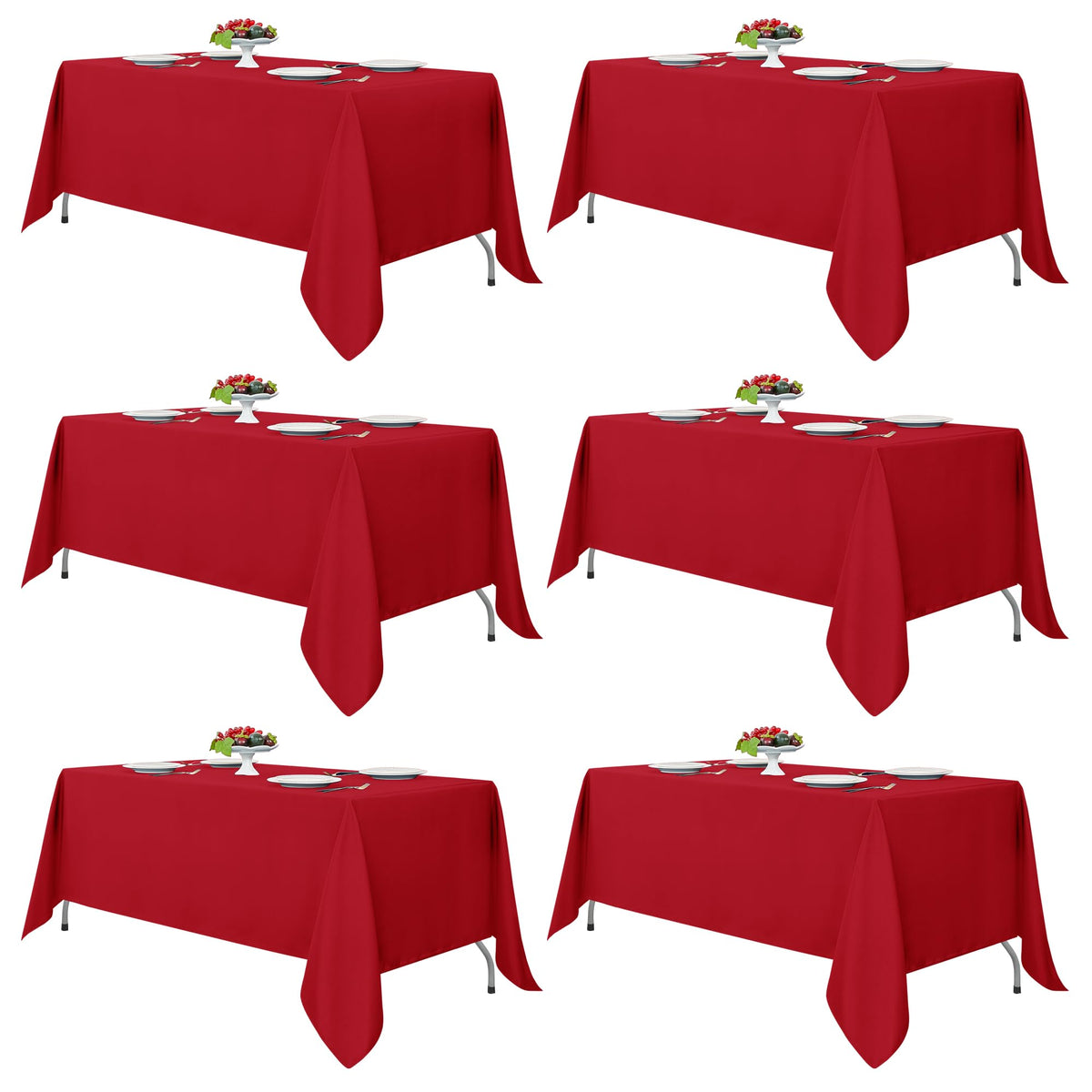 Fitable 6 Pack White Table Cloths 70x120 Inch for 6-8 Ft Rectangle Tables | Stain & Wrinkle Resistant, Washable Polyester Covers for Wedding Party Dining Banquet Event Catering Reception
