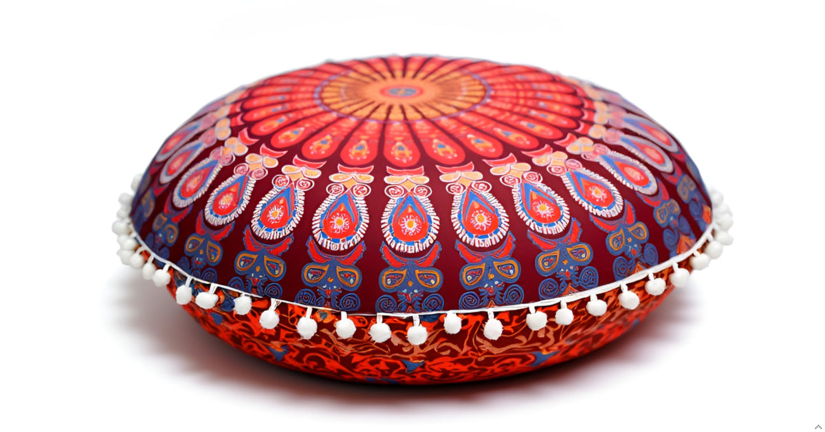 Large Round seat Floor Cushion Chair Ottoman Cover Pouf Pillow Meditation Floor Cushions for Adults Seating pouffe Ottoman Throw Covers Craft Room Furniture for Sitting Cover 22 Inches (Multi Nap)