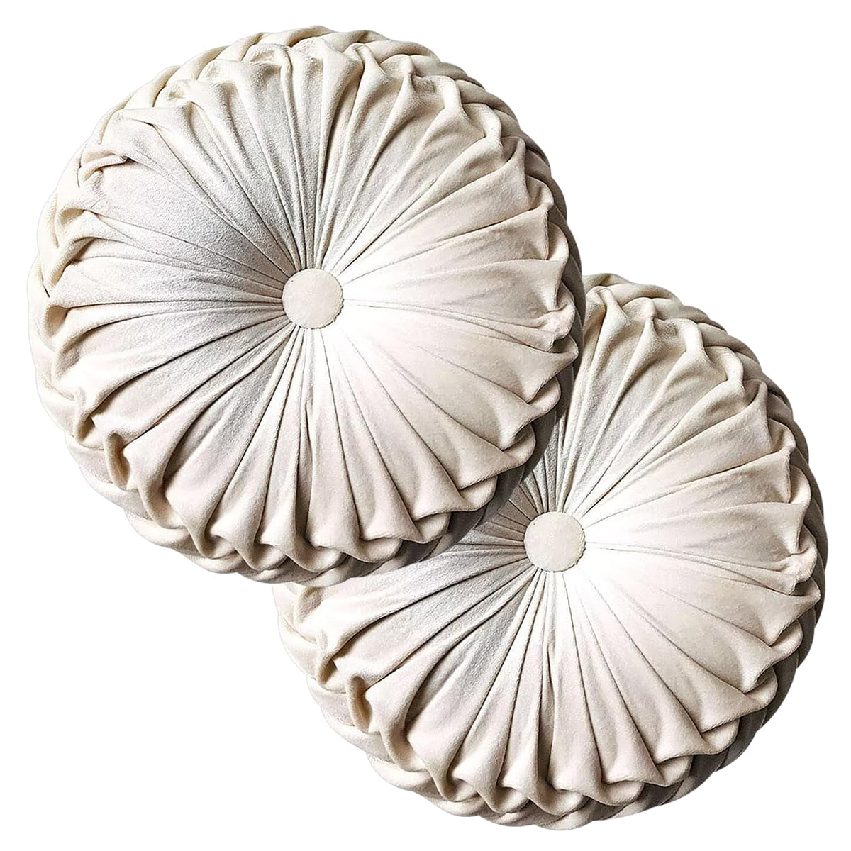 Teieas Round Throw Pillow Velvet Home Decoration Pleated Round Pillow Cushion for Couch Chair Bed Car Orange