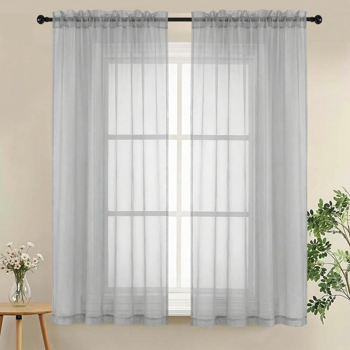 LIVEKID White Sheer Curtains 84 Inches Long 2 Panels - Light Filtering Breathable Voile Textured Sheer Curtains for Bedroom/Living Room, Rod Pocket Soft Elagant & Airy Solid Drapes, W42 x L84