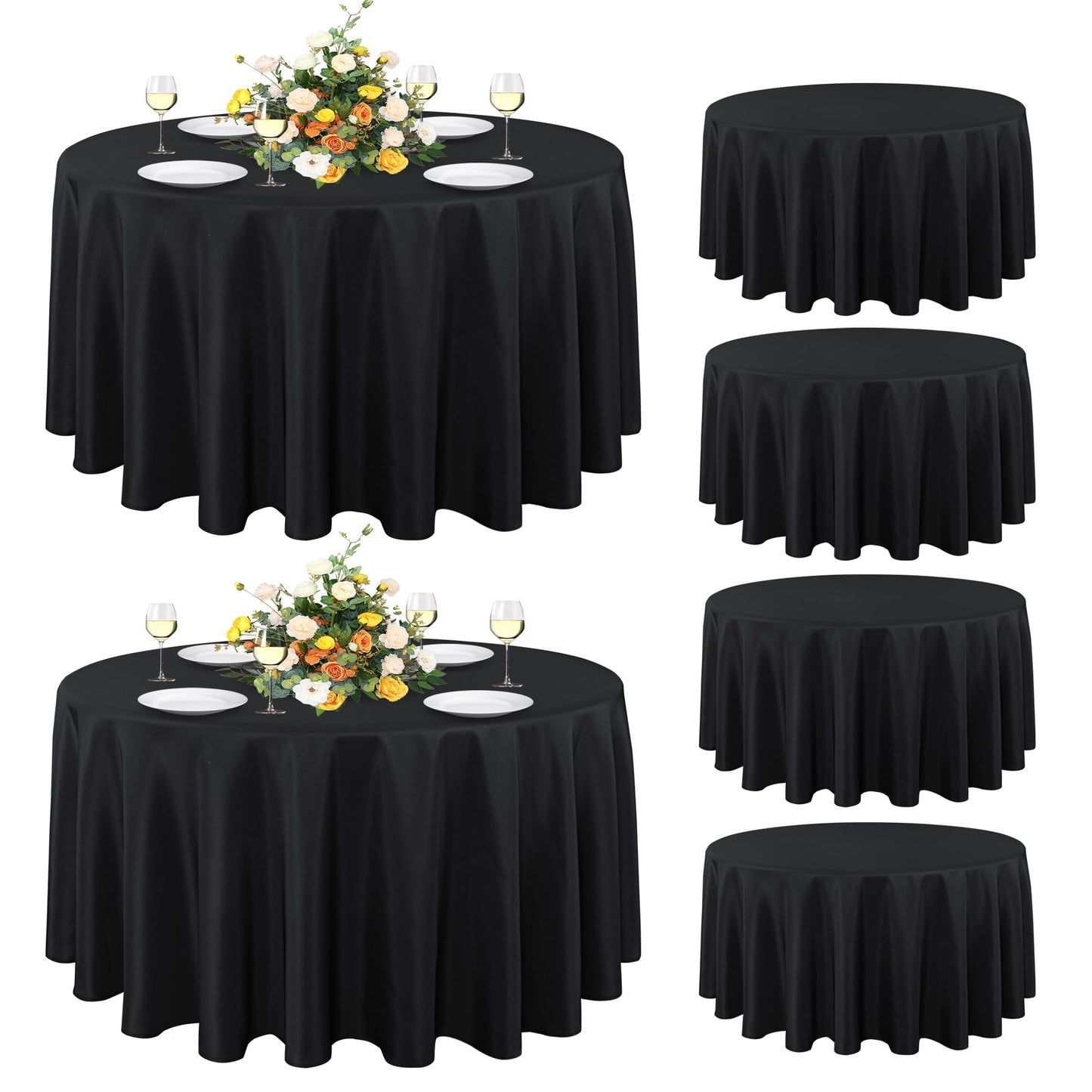 sancua White Round Tablecloth 60 Inch Diameter for 20-48 Inch Tables | Water Resistant Spill Proof, Washable Polyester Cloth Decorative Fabric Cover, For Dining, Buffet Parties and Camping