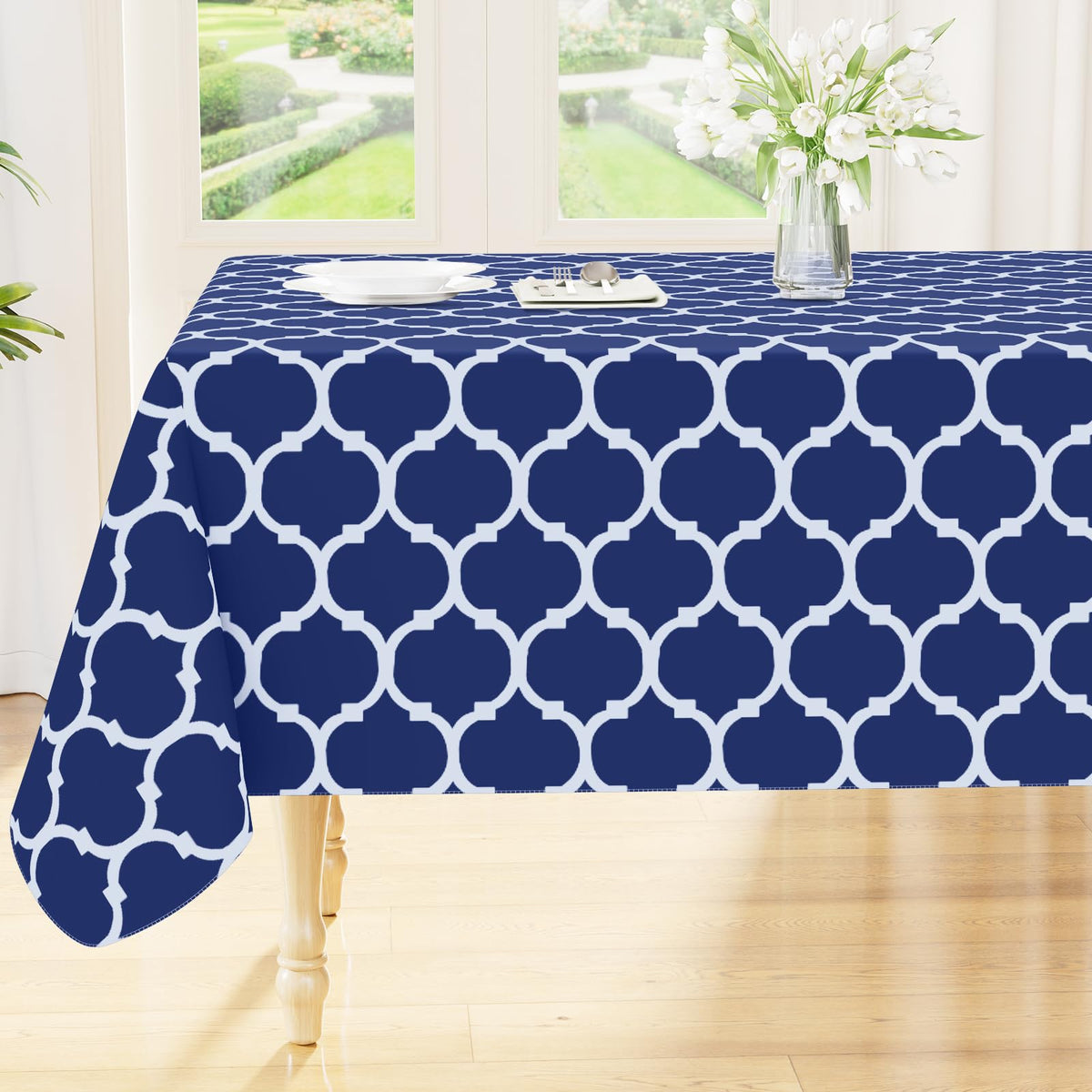 Smiry Rectangle Table Cloth, Flannel Backed Vinyl Tablecloth, 60"x84" | Waterproof Plastic Tablecloths, Wipeable Table Cover for Dining, Indoor and Outdoor (Grey)