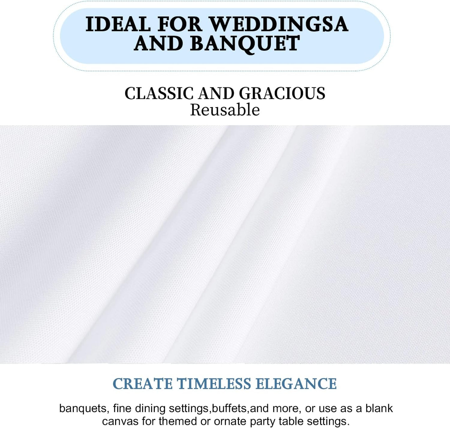FINDYOU 10 Pack White Table Cloth Rectangle Table 60 x 102 Inch Tablecloths for 6 Foot Rectangle Tables. Stain and Winkle Resistant Polyester Washable White TableCloths for Parties Wedding Dining