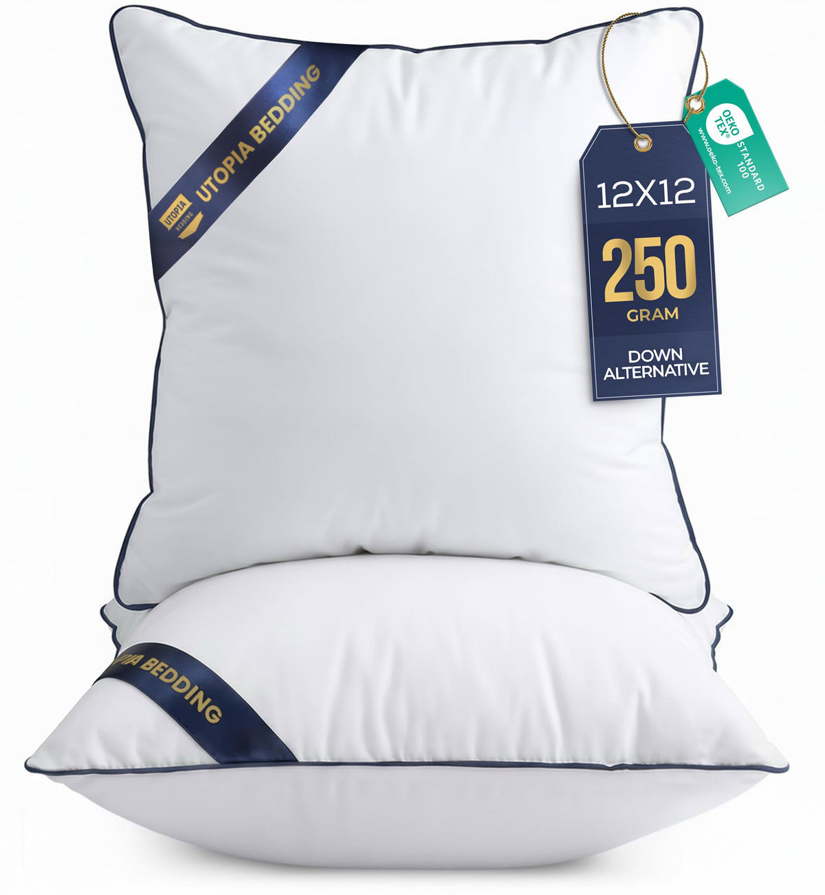 Utopia Bedding 18x18 Throw Pillow Inserts, Decorative Pillows, Pack of 4 | Piping Throw Pillows, Plush & Supportive, Aesthetic Cushion Sham Stuffer for Sofa, Office, Couch & Bed, Set of 4, White