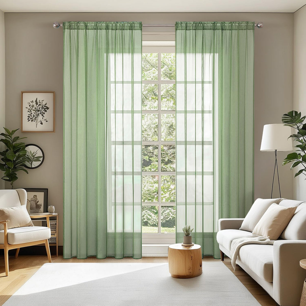 MIULEE 2 Panels White Sheer Curtains for Living Room 54 X 84 Inches | Window, Solid Color, Elegant Window Voile Panels, Bedroom, Living Room, Drapes, Treatment