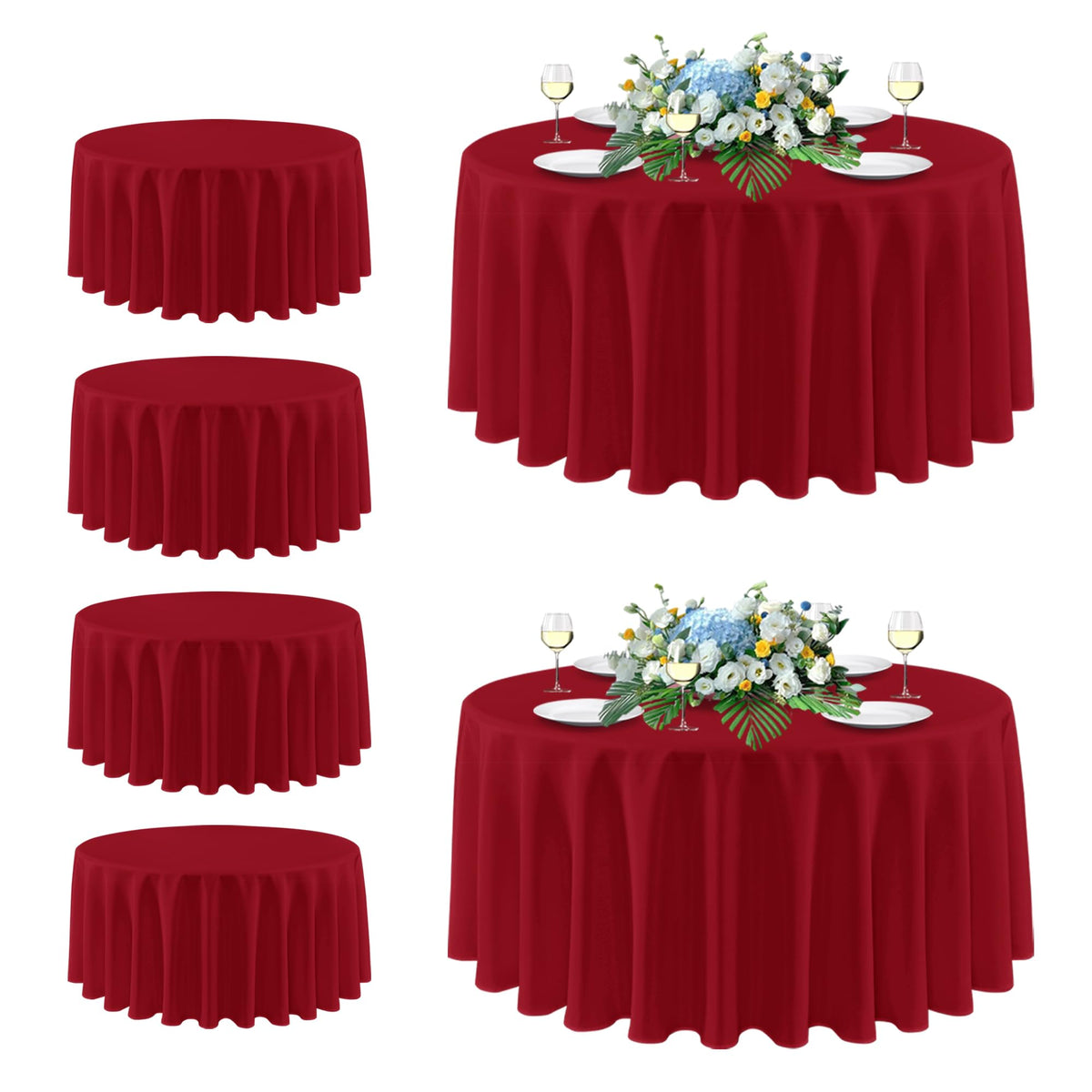 sancua 2 Pack White Table Cloth 60x102 Inch for 6 Feet Rectangle Tables | Stain and Wrinkle Resistant Washable Polyester Tablecloth Cover for Dining Tables, Wedding Buffet Parties and Camping