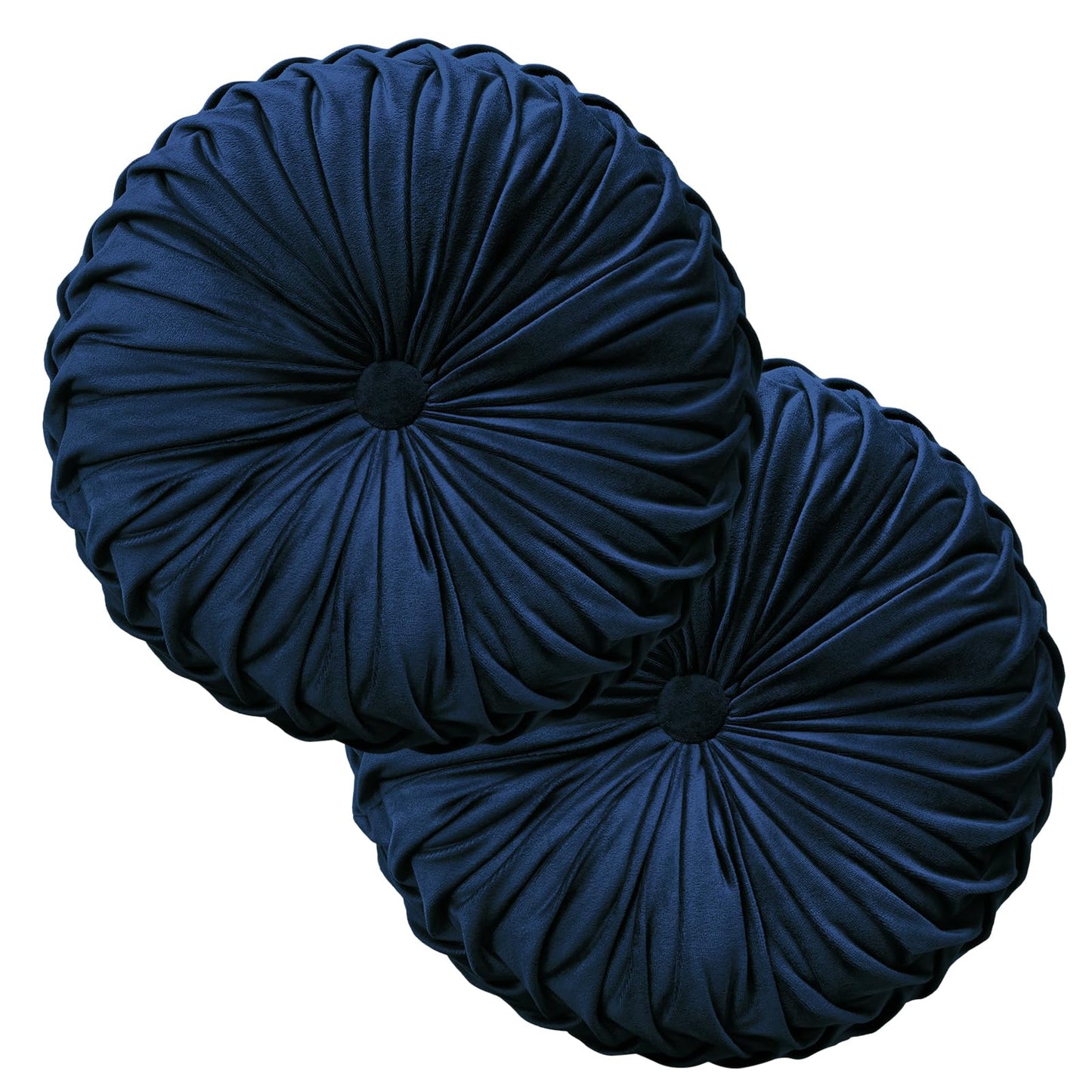 Teieas Round Throw Pillow Velvet Home Decoration Pleated Round Pillow Cushion for Couch Chair Bed Car Orange