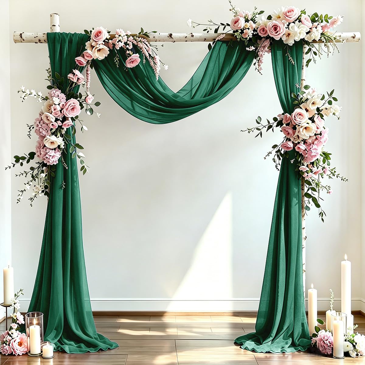 DeZerlor Wedding Draping Fabric Ivory Drapes for Backdrop, 2 Pack | 29"x20FT, Sheer Curtains for Romantic Bridal Baby Shower Decorations Ceremony Birthday Party Outdoor Events