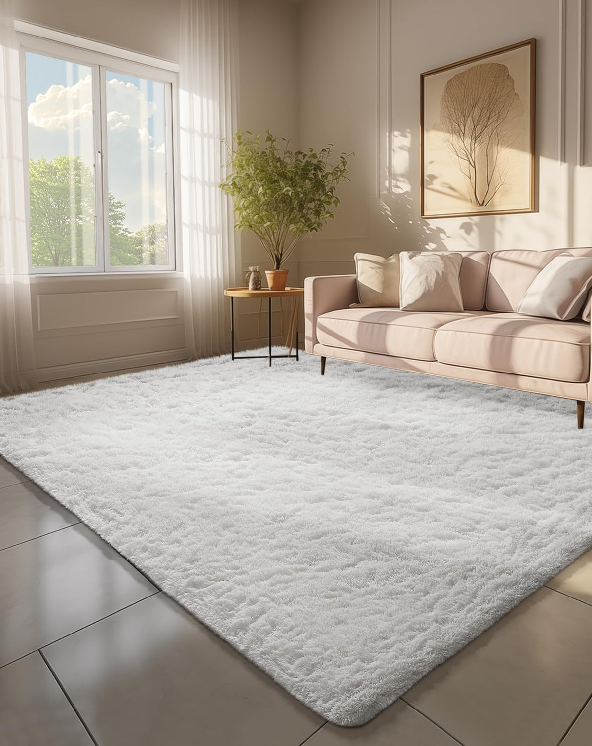 Ophanie Area Rugs for Living Room Bedroom, Washable Non-Slip Fluffy Soft Grey Shag Carpet, Indoor Floor Gray 4x6 Fuzzy Shaggy Living Room Plush Rug for Kids Home Dorm Decor Aesthetic
