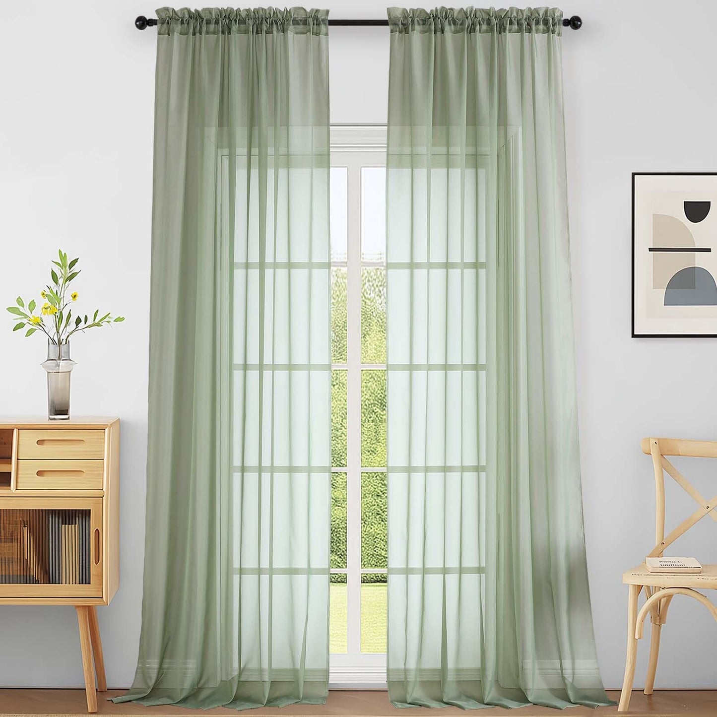 Purple Window Sheer Curtains 54 inch Length, Soft Airy Light Filtering Sheer Curtain 2 Panels Set, Dual Rod Pocket Gauze Purple Drapes for Living Room Bedroom, 2x42Wx54L Inches