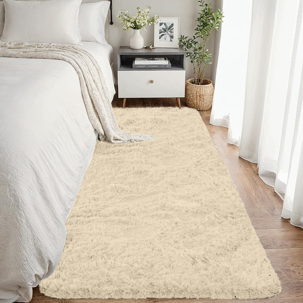 8x10 Fluffy Shag Area Rugs for Living Room Bedroom: Soft Plush Carpet Grey | Upgraded Non-Slip Thick Memory Foam, Ultra Soft, Non-Shedding Fuzzy Carpet, Easy Clean Decor for Kids Room, Nursery, Playroom