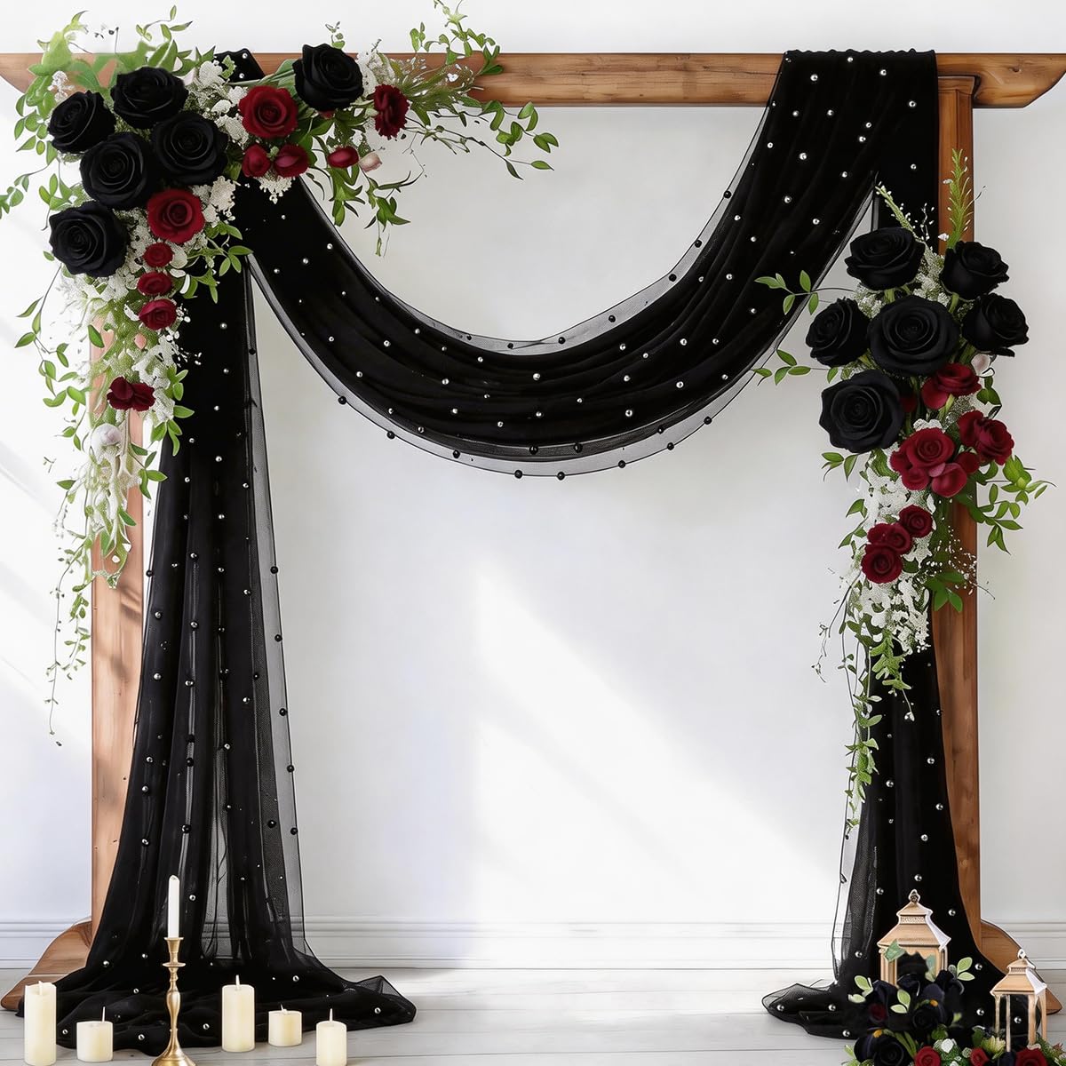 Pearl Table Runner Gauze Sheer 19FT Wedding Draping Fabric Decor | Sage Green Summer Tulle Chiffon Arch Outdoor Drapes Long Curtain for Birthday Party Baby Shower Bridal Engagement Decor