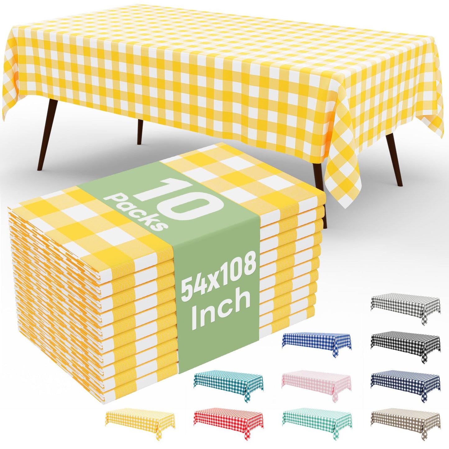 4 Packs Buffalo Disposable Table Cloth, 54 x 108 Inch Waterproof Plastic Tablecloth, Rectangle Red and White Checkered Table Covers for Picnic, Birthday, Party, Back to School