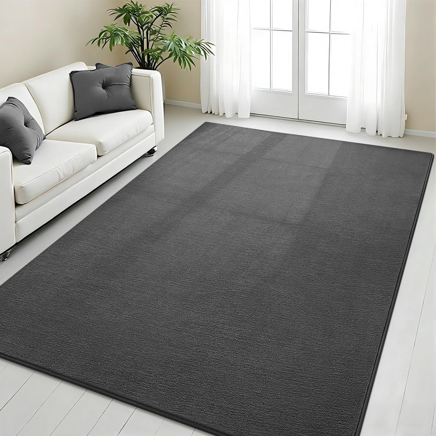 Vasofe Black Area Rugs for Living Room Bedroom, 4x6 Modern Memory Foam Rug | Thickened Throw Carpet, Super Soft Kids Boys Girls Rug, Non Slip Washable Carpets for Dorm Nursery Classroom Office Decor