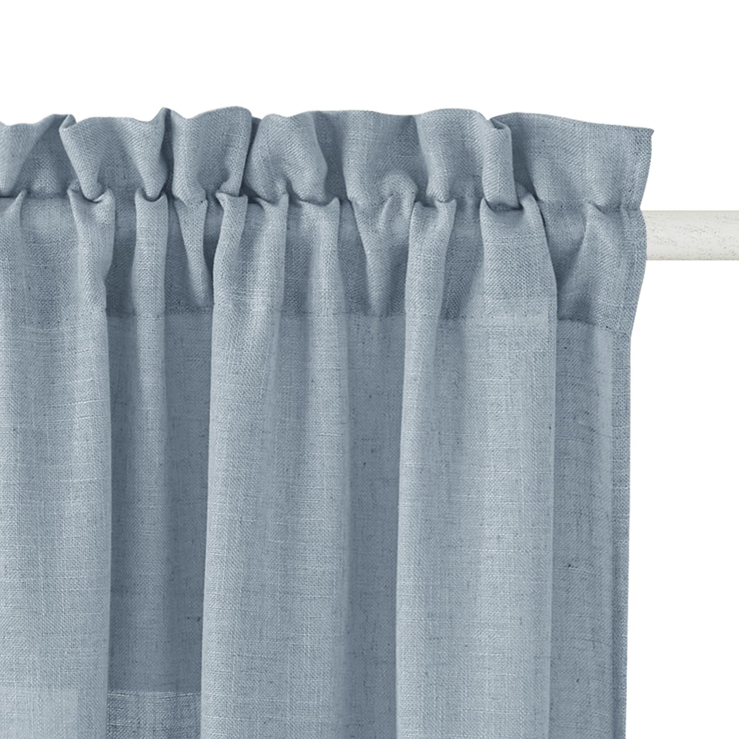 RYB HOME White Semi Sheer Curtains 84 inches Long for Living Room | Half Privacy, Linen Textured, Sheer Light Filtering, Vertical Window Drapes, for Bedroom Dining, White, W52 x L84, 2 Panels