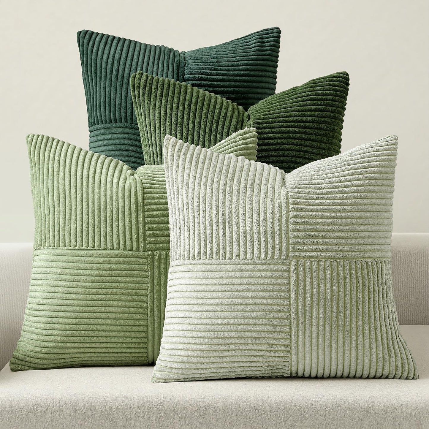 MIULEE Fall Teal Orange Decorative Throw Pillow Covers 18x18 Inch Set of 4 Boho Corduroy Striped Cushion Cases Modern Farmhouse Patchwork Pillow Cases for Couch Sofa Bedroom Home Decor