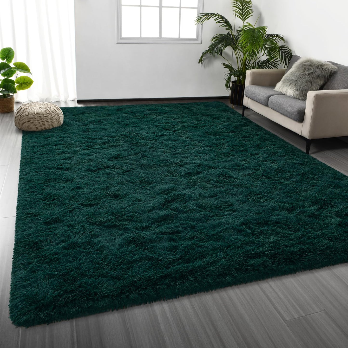 Deerhoo Large Shag Area Rugs 6 x 9, Light Grey | Tie-Dyed, Ultra Soft Plush Fuzzy,Washable, For Living Room, Bedroom, Indoor Carpet Nursery Kids Teen Home Decor