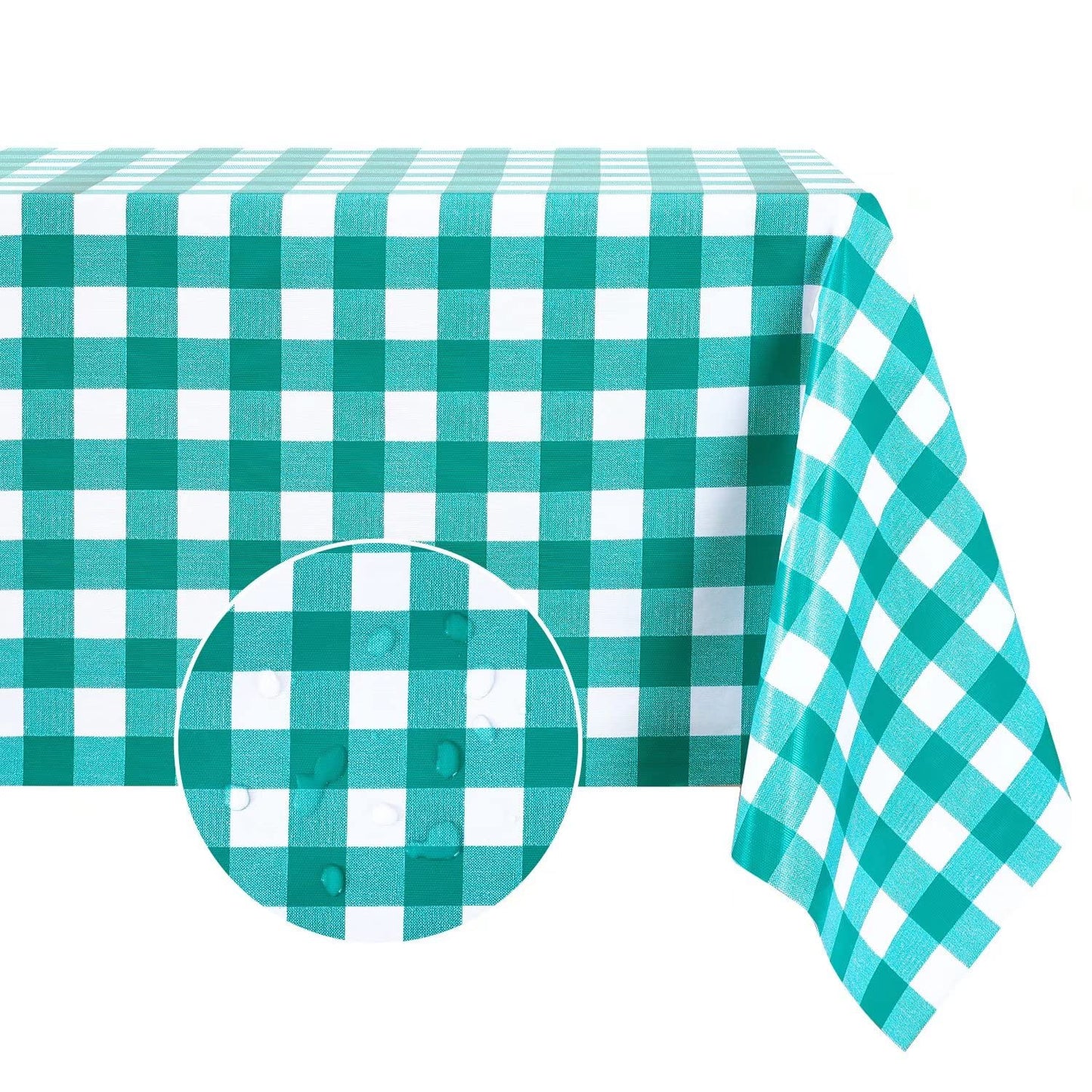 Romanstile Rectangle Vinyl Tablecloth, 100% Waterproof Buffalo Gingham Plastic Table Cloth, Heavy Duty Wipeable Checkered Table Covers for Outdoor, Camping, Picnic, Patio - 54 x 78, Light Blue