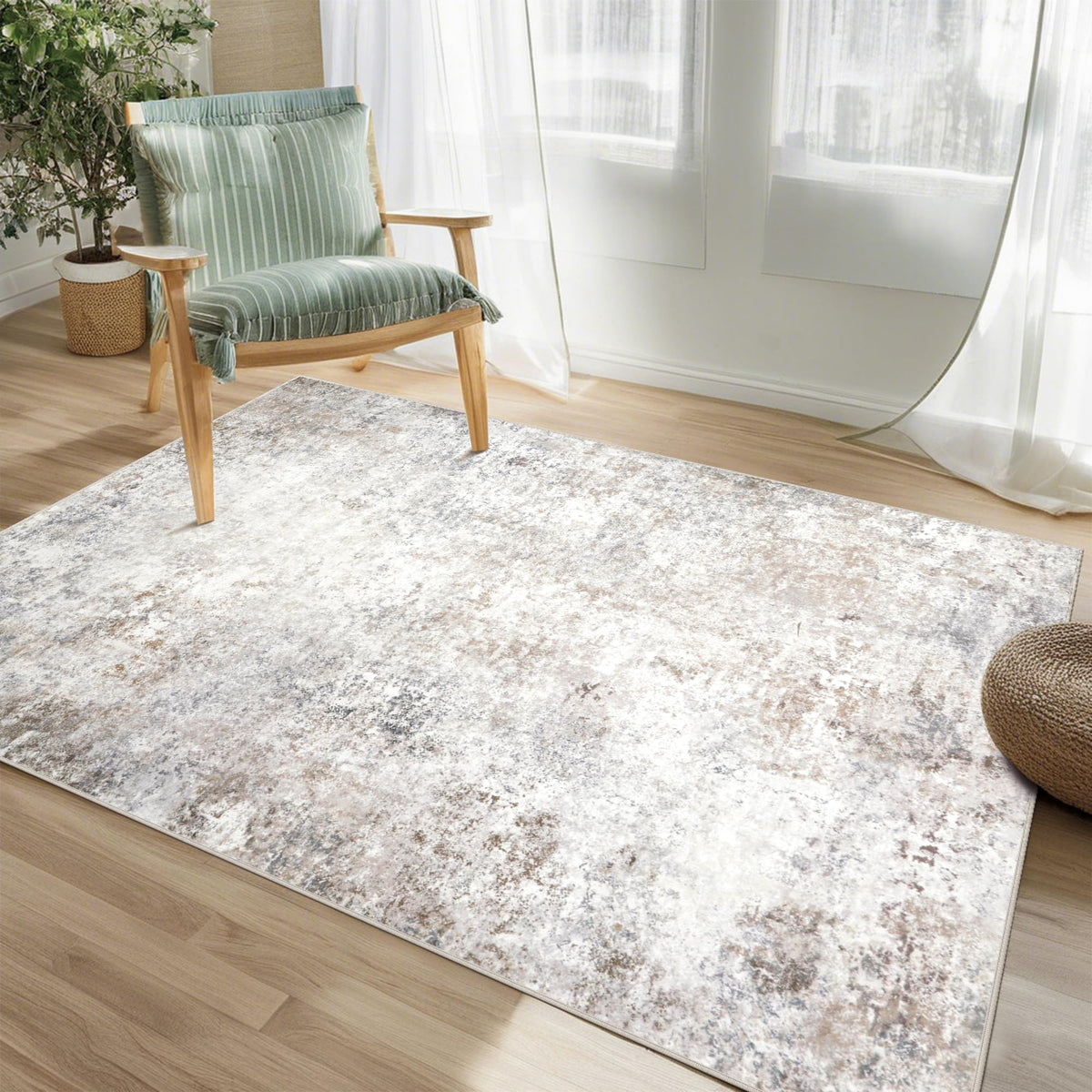 Washable Rugs 8x10 Area Rugs for Living Room,Bedroom,Dining Room Carpet | Ultra Soft Faux Wool,Kids & Pet Friendly,Machine Washable,Non-Slip & Non-Shedding,Large Vintage Low Pile Rug for Home Office
