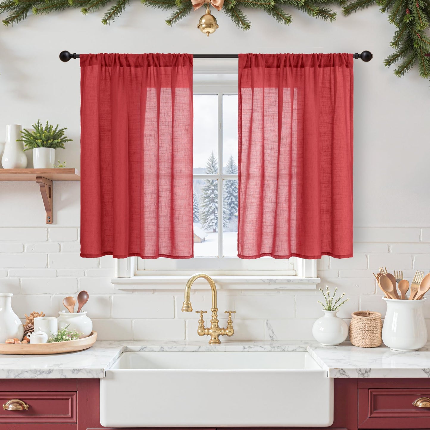 BGment Linen Sheer Curtains 84 Inches Long 2 Panels Set for Living Room | Light Filtering Drapes with Rod Pocket Lightweight Window Treatments for Bedroom, 52 X 84 Inch Length