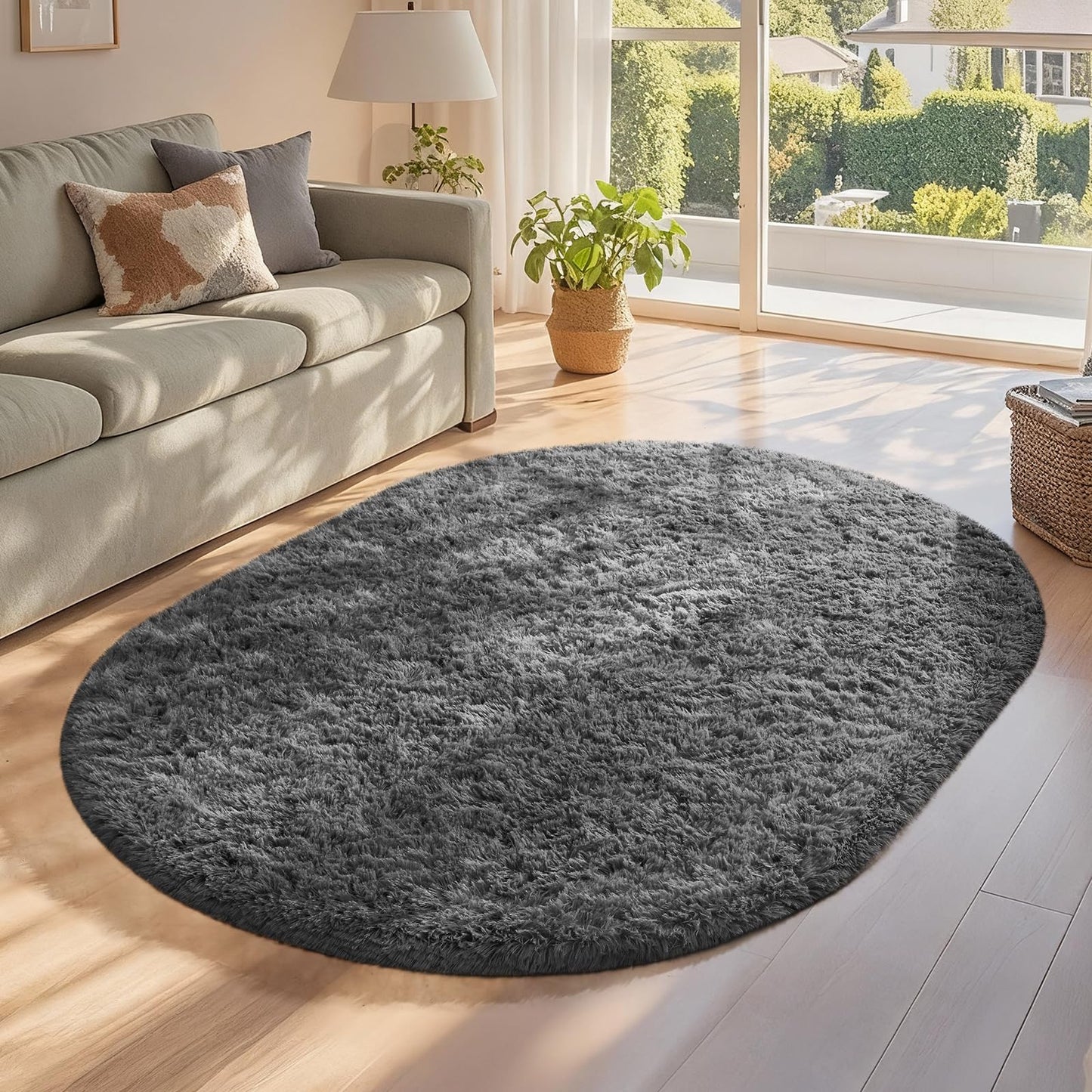 Ophanie 8x10 Area Rugs for Living Room, Washable Non-Slip Fluffy Soft Large Shag Bedroom Carpet, Ivory Big Indoor Nursery Rug, Carpets for Boy and Girls Room Dorm Decor with Over 99 pcs Pile fibers