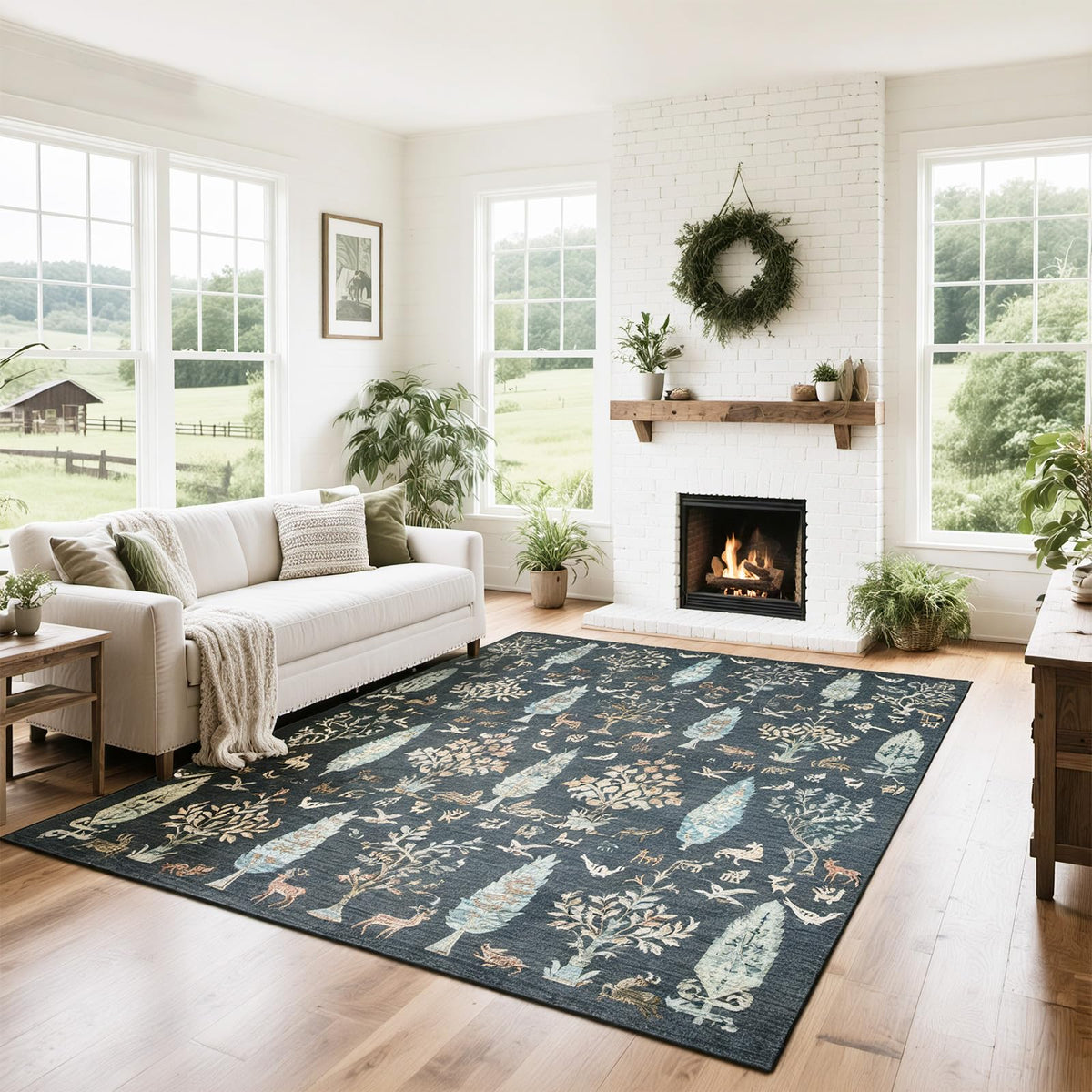 Washable Rugs 8x10 Area Rugs for Living Room,Bedroom,Dining Room Carpet | Ultra Soft Faux Wool,Kids & Pet Friendly,Machine Washable,Non-Slip & Non-Shedding,Large Vintage Low Pile Rug for Home Office