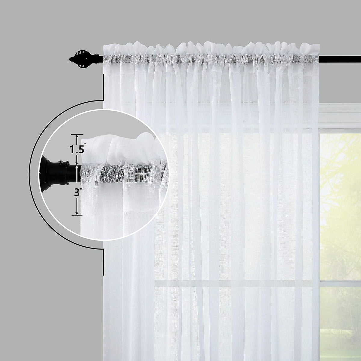 KOUFALL White Sheer Curtains 84 Inches Long 2 Panels,Gauze Cheese Cloth Linen Look Rod Pocket Flowy See Through Curtains for Living Room Bedroom