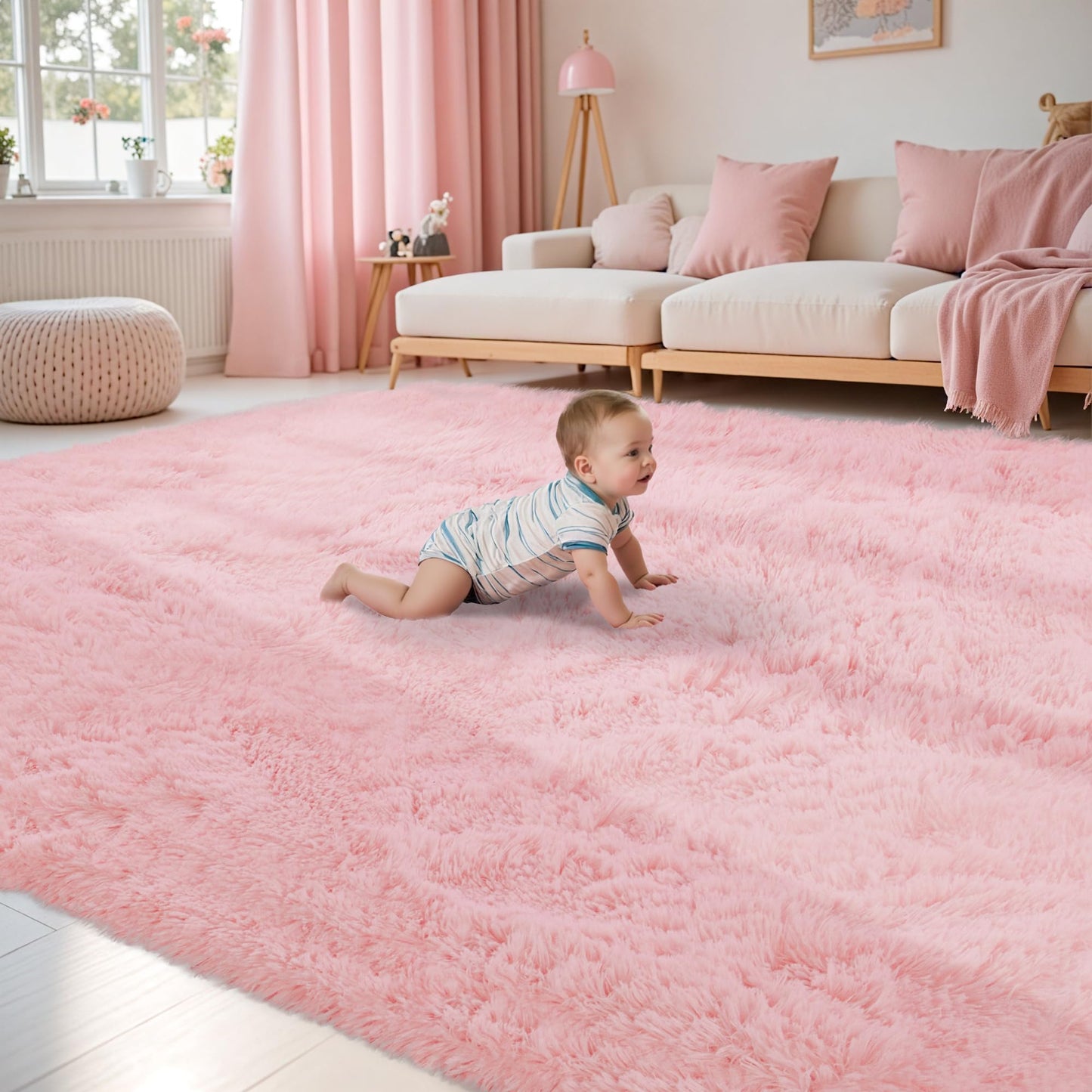 8x10 Area Rug for Living Room,Black Fluffy Shag Non-Slip Bedroom Rugs | Ultra Soft Large Fuzzy Plush Indoor Carpet，Washable Rugs for Bedroom Kids Nursery Office Dorm Modern Decor