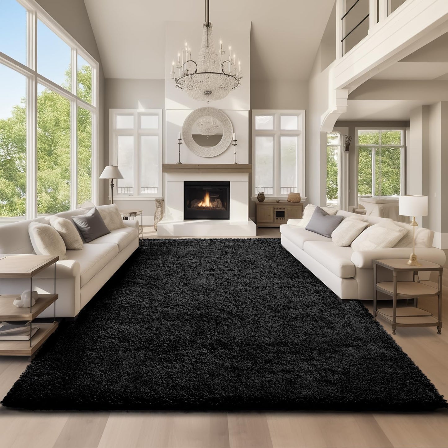 Ophanie Area Rugs for Living Room Bedroom, Washable Non-Slip Fluffy Soft Grey Shag Carpet, Indoor Floor Gray 4x6 Fuzzy Shaggy Living Room Plush Rug for Kids Home Dorm Decor Aesthetic